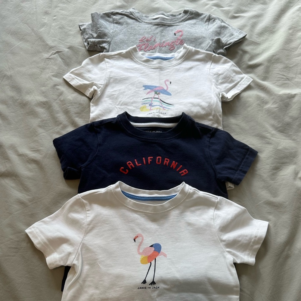 Janie & Jack - T-Shirt Bundle, Flamingo, California - Short Sleeve, 2T